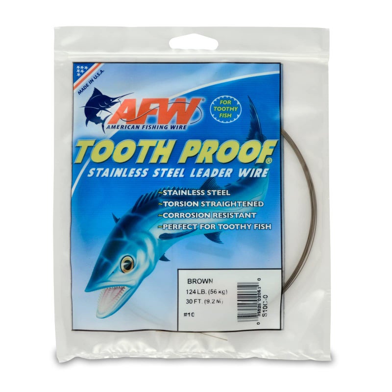 AFW #10 Tooth Proof Stainless Steel Single Strand Leader Wire, 124 lb Test, Camo, 30 ft - Image 1